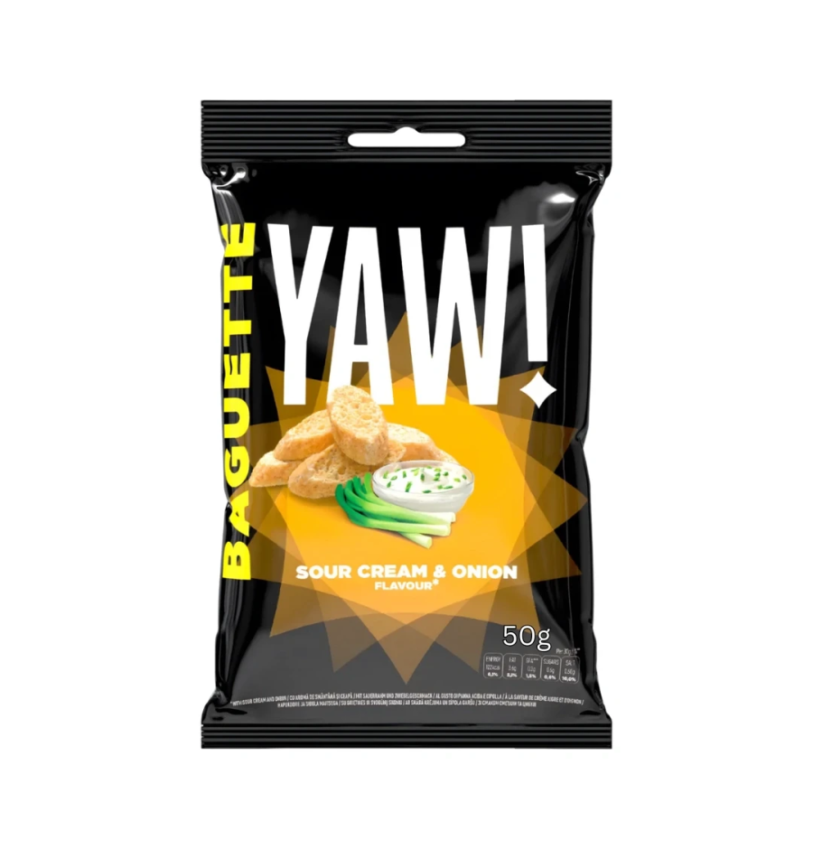 YAW ! Baguette Snack Sourcream & Onion 50g – Knusprig genießen
