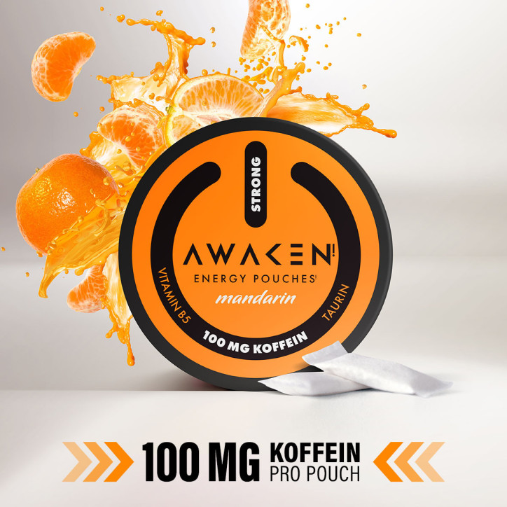 Awaken energy pouches- Mandarin 100mg Awaken energy pouches- Mandarin 100mg