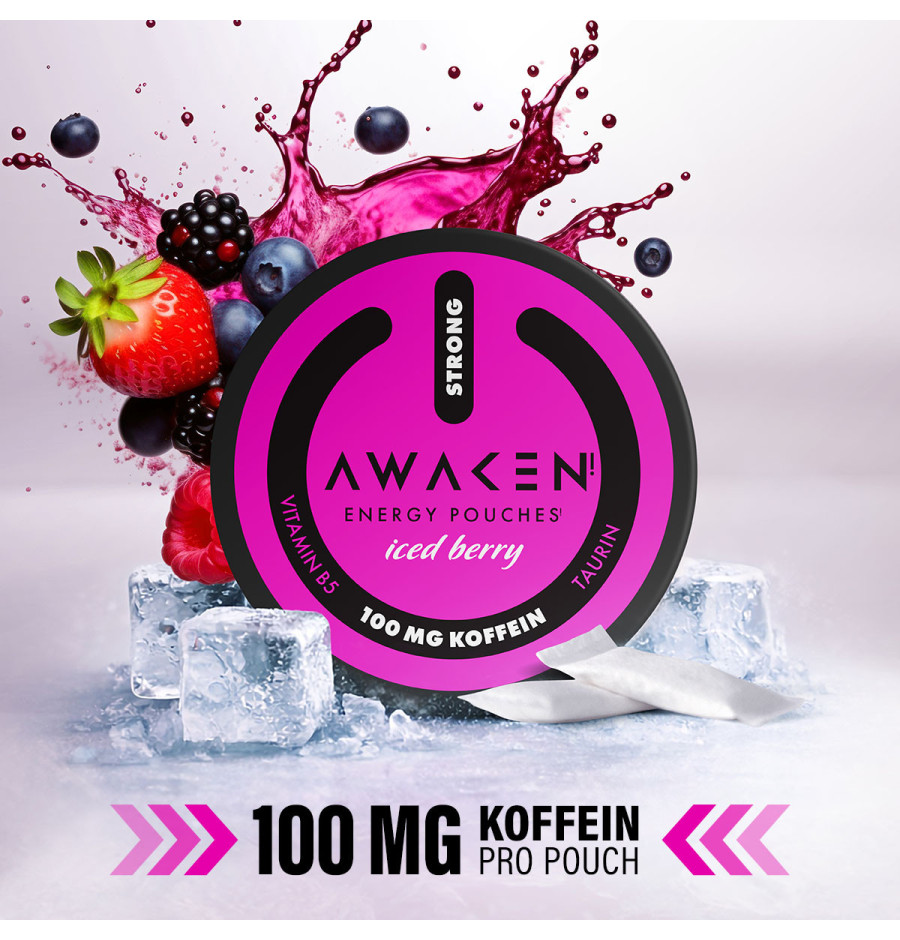 Awaken Energy Pouches Iced Berry – 100mg Koffein