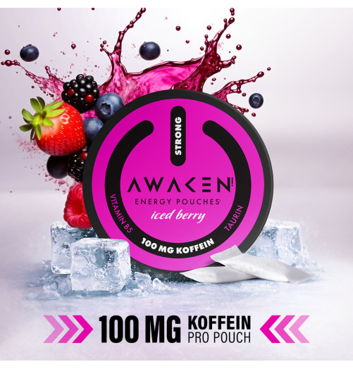 Awaken Energy Pouches Iced Berry – 100mg Koffein